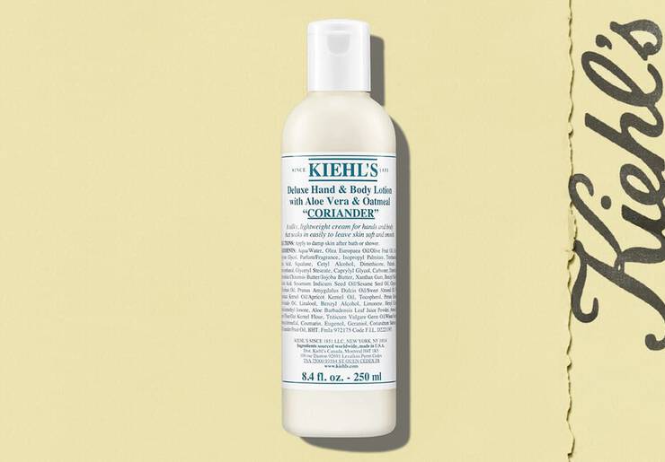 Bottle of Kiehl’s Deluxe Hand & Body Lotion with Aloe Vera & Oatmeal “Coriander”